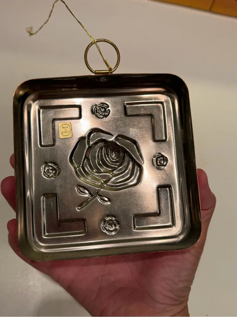 Vintage Copper Rose Decorative Gelatin Mold Wall Decor